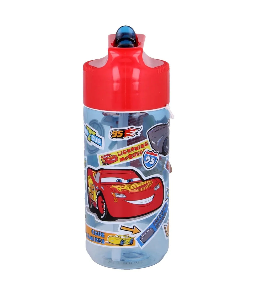 Disney Cars Drinkfles met Rietje 430 ml - Lightning McQueen & Jackson Storm - BPA-vrije Drinkbeker voor School en Sport