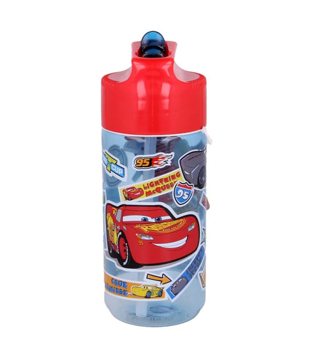 Disney Cars Drinking Bottle with Straw 430 ml - Lightning McQueen & Jackson Storm - BPA-free Water Bottle for School and Sports