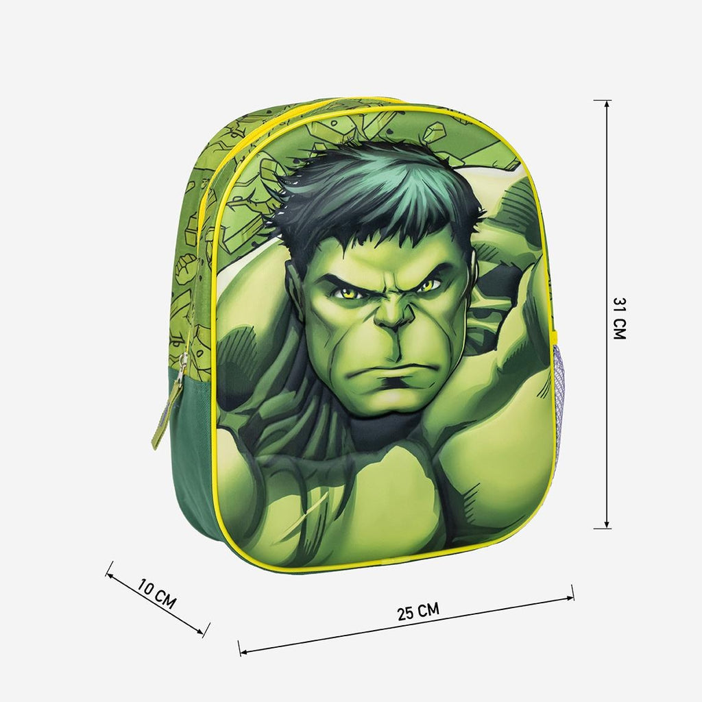 Marvel Hulk Rucksack Kinder – 3D Schulranzen Grün – 31 cm – Superhelden Tasche für Jungen