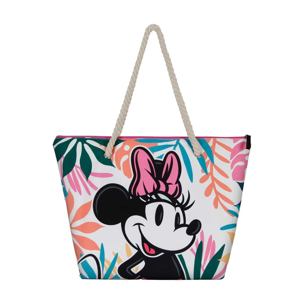 Disney Minnie Mouse Strandtasche mit Reißverschluss Mädchen Einkaufstasche Damen