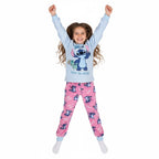 Disney Stitch Fleece Pyjama Kinderen – Time to Chill – Blauw & Roze – Officieel Gelicenseerd