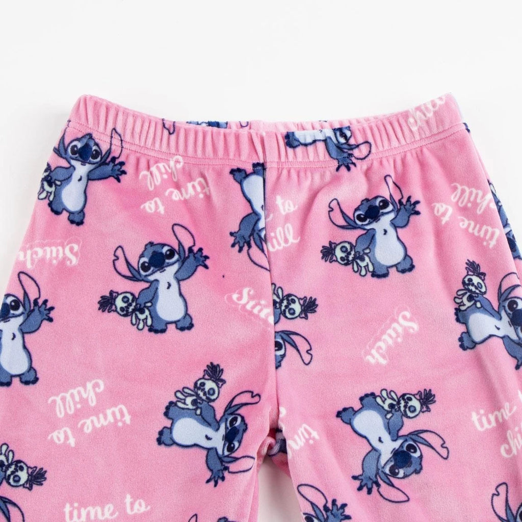 Disney Stitch Fleece Pyjama Kinderen – Time to Chill – Blauw & Roze – Officieel Gelicenseerd