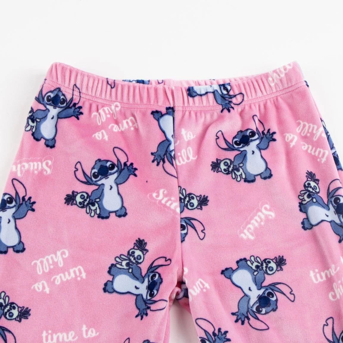 Disney Stitch Fleece Pyjama Kinderen – Time to Chill – Blauw & Roze – Officieel Gelicenseerd