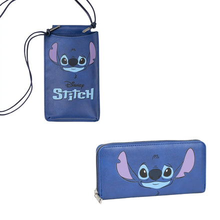 Disney Stitch Portemonnee en Telefoontas Set Blauw Dames