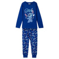 Disney Stitch Pyjama Jongens – 100% Katoen – Blauwe Kinderpyjama met Lange Mouwen