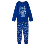Disney Stitch Pyjama Jongens – 100% Katoen – Blauwe Kinderpyjama met Lange Mouwen