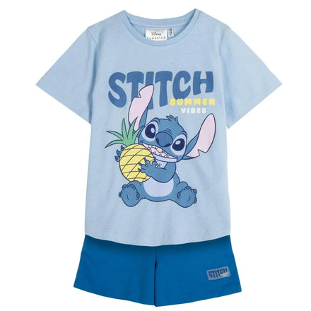 Disney Stitch Zomerset Kinderen – T-shirt en Korte Broek – Blauw – Zomer Kleding Set