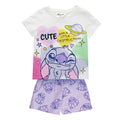 Disney Stitch Zomerset Meisjes – T-shirt en Korte Broek – Paars – Kinder Kleding Set