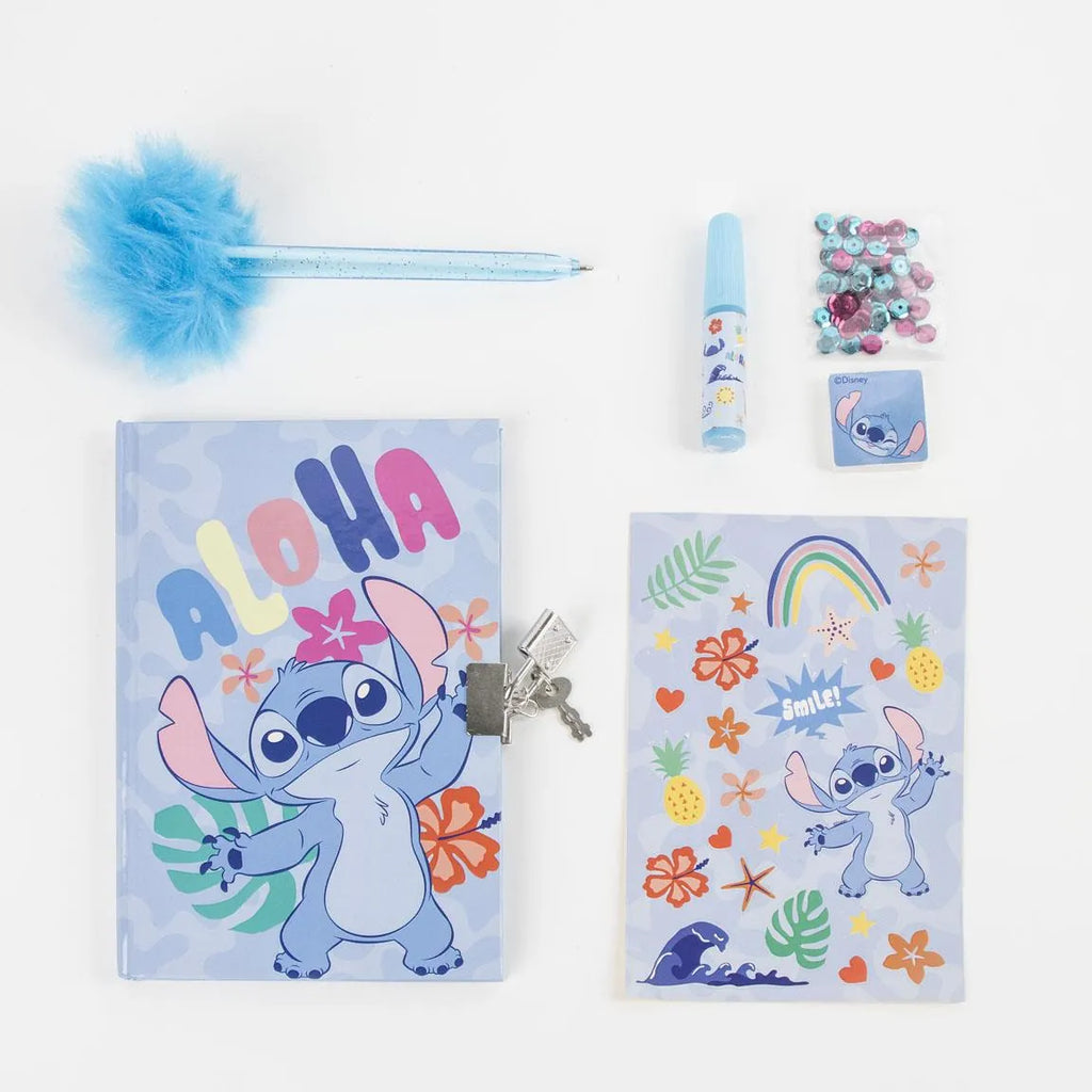 Disney Stitch Diary with Lock Writing Set