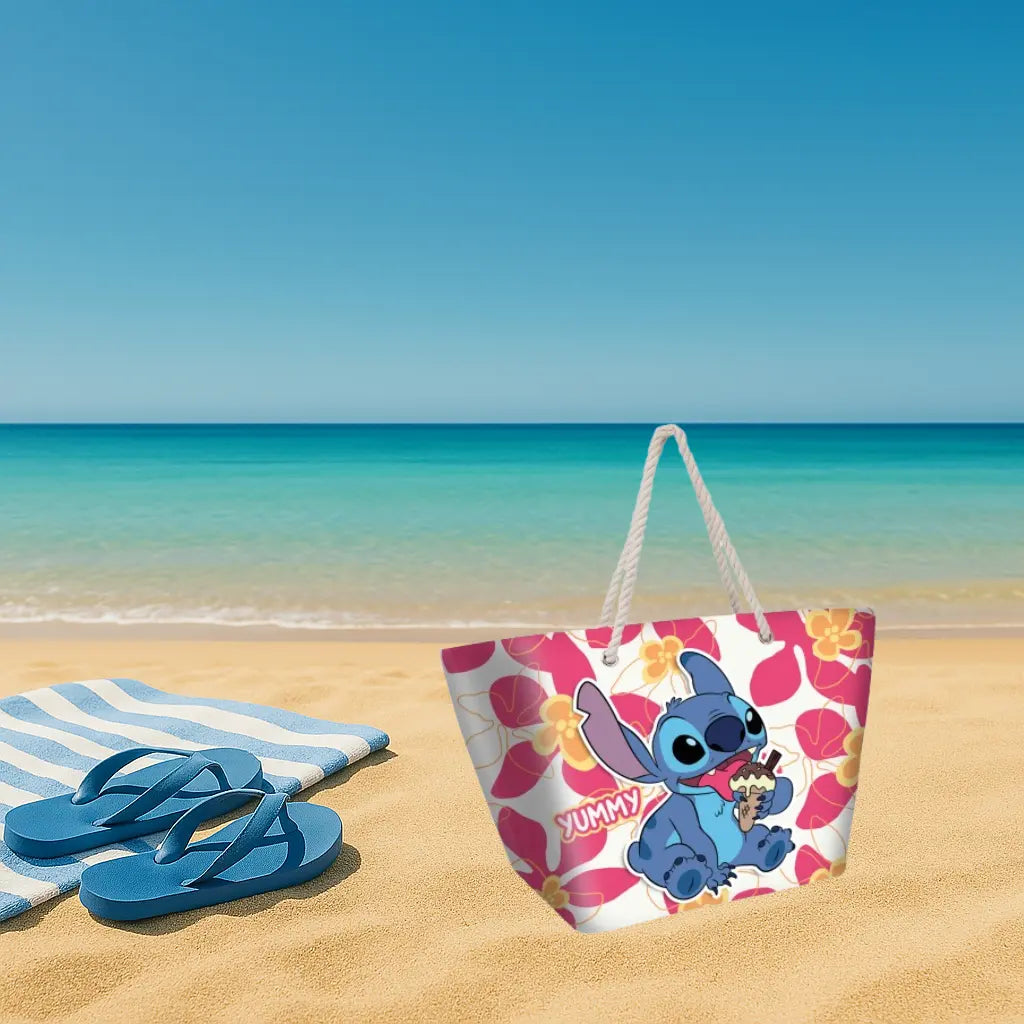 Disney Stitch Beach Bag with Zipper Girls Tote Bag Women