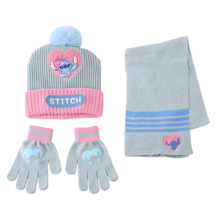 Disney Stitch Winterset - Muts, Sjaal en Handschoenen - Meisjes - Blauw Roze - Officieel