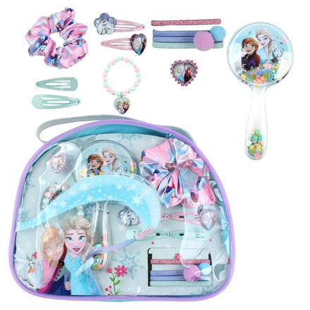 Disney Frozen Beautyset voor Meisjes – Haaraccessoires Set met Haarborstel, Scrunchie, Clips, Elastieken, Armband en Opbergtas