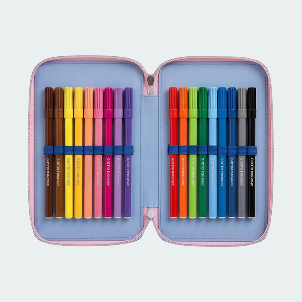 Frozen Gevuld Etui 3 Vaks – Elsa – Blauw – 51 Delig – Officieel Gelicenseerd – Inclusief Stiften, Kleurpotloden en Schoolspullen
