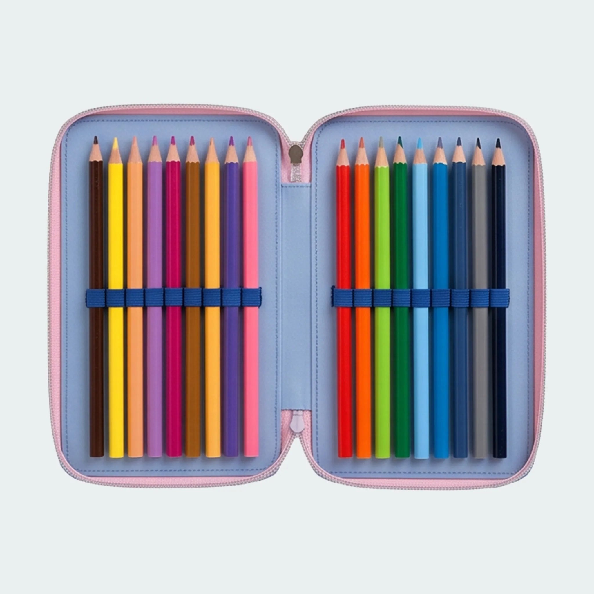 Frozen Gevuld Etui 3 Vaks – Elsa – Blauw – 51 Delig – Officieel Gelicenseerd – Inclusief Stiften, Kleurpotloden en Schoolspullen