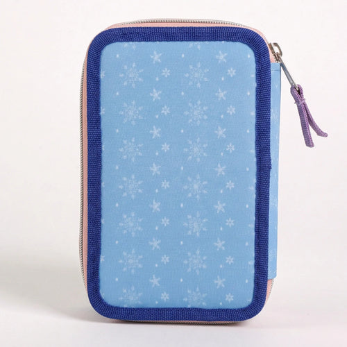 Frozen Gevuld Etui 3 Vaks – Elsa – Blauw – 51 Delig – Officieel Gelicenseerd – Inclusief Stiften, Kleurpotloden en Schoolspullen