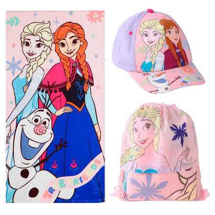 Disney Frozen Strandset – Strandlaken, Zwemtas en Pet – Elsa & Anna – Zomer Strand Accessoires Meisjes