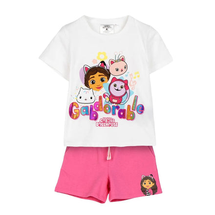 Gabby’s Dollhouse Zomerset Meisjes – T-shirt en Korte Broek – Roze Wit Kinderkleding