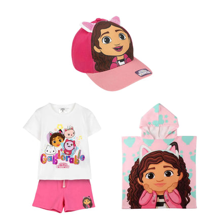 Gabby's Dollhouse Pet, Kledingset en Poncho Set – Meisjes Zomer Bundle – Roze Wit – Officieel Gelicenseerd