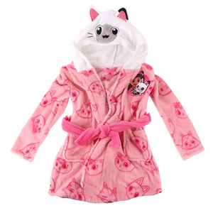 Gabby’s Poppenhuis Badjas Kinderen – Ochtendjas Meisjes – Fleece Huisjas met Kattenkap