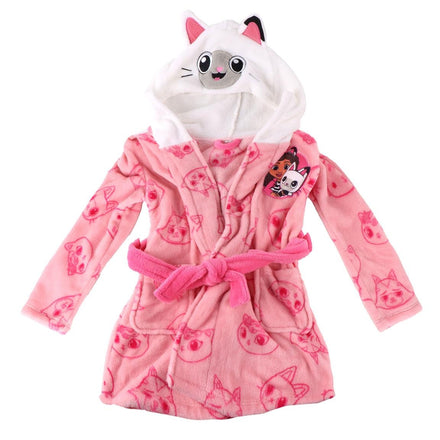 Gabby’s Poppenhuis Badjas Kinderen – Ochtendjas Meisjes – Fleece Huisjas met Kattenkap