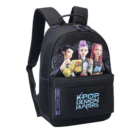 Kpop Demon Hunters Rugzak 43 cm Jongens en Meisjes – Zwart – Schooltas met Voorvak