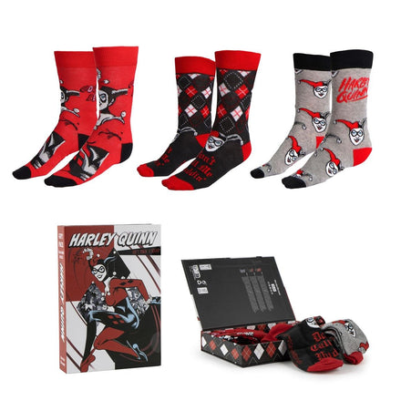 Harley Quinn Sokken Giftset – 3 Paar – Officieel DC Comics – Maat 36-43