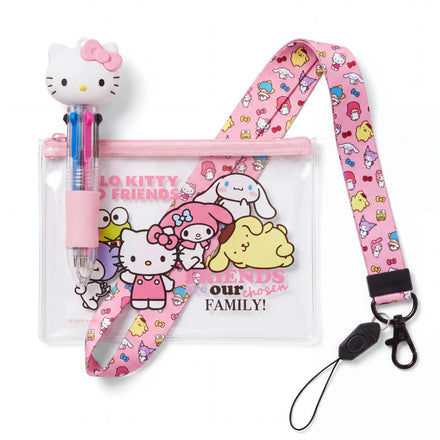 Hello Kitty & Friends Schrijfwarenset - 4-Kleurenpen, Etui en Keycord