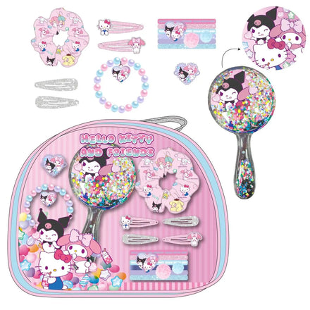 Hello Kitty Beautyset voor Meisjes – Haaraccessoires Set met Haarborstel, Scrunchie, Clips, Elastieken en Armband – Inclusief Opbergtas