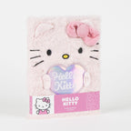 Hello Kitty Fluffy Notebook – Roze Pluche Notitieboek – Schattig Dagboek met Hartmotief