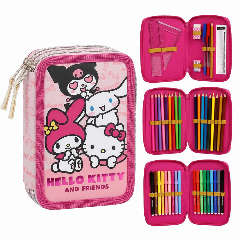 Hello Kitty and Friends Gevulde Etui 3 Vaks – 46 Delig – Officieel Gelicenseerd
