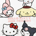 Hello Kitty and Friends Shortama Meisjes Wit Roze – Tweedelige Zomerset met Hello Kitty My Melody Kuromi en Cinnamoroll – Officiële Sanrio Merchandise