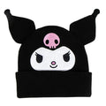 Kuromi Muts – Zwarte Gebreide Beanie met Oren – Officieel Sanrio Accessoire