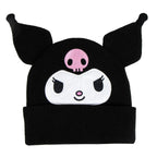 Kuromi Muts – Zwarte Gebreide Beanie met Oren – Officieel Sanrio Accessoire