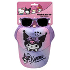 Hello Kitty Kuromi Pet en Zonnebril Set – Paars Roze – UV400 Bescherming – Verstelbare Zomer Pet voor Meisjes