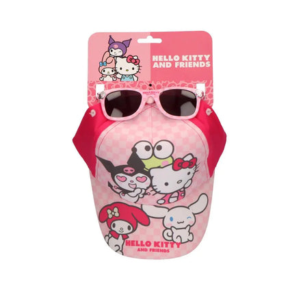 Hello Kitty Pet en Zonnebril Set – Roze – UV400 Bescherming – Verstelbare Zomer Pet voor Meisjes