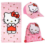 Hello Kitty Zwemtas Strandlaken & Pet Set – Strand Set Kinderen – Hello Kitty Tas Handdoek Pet – Zomer Set