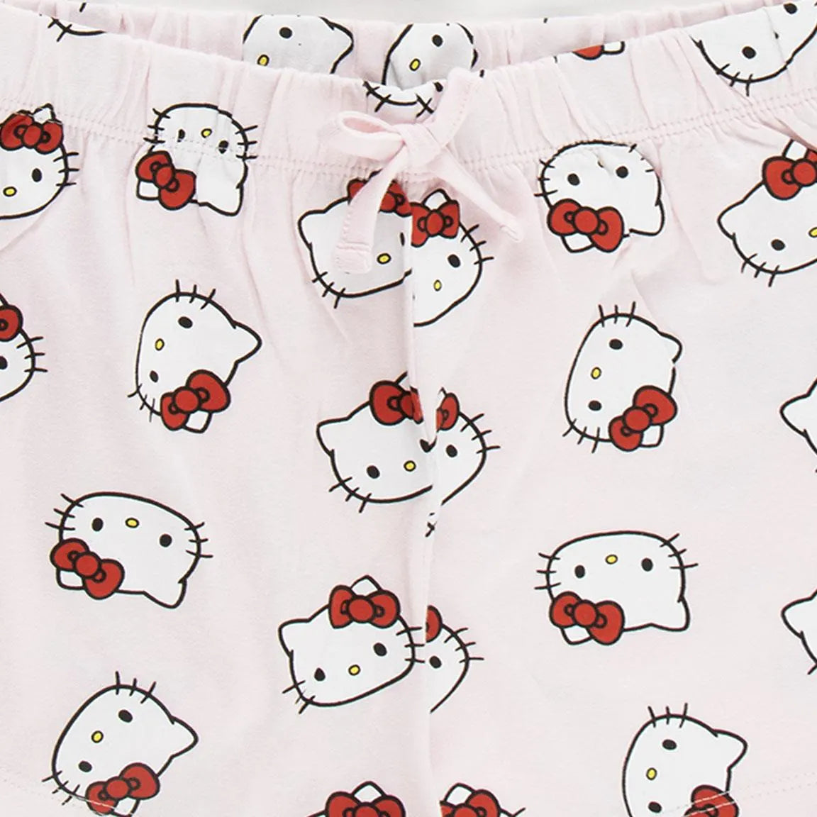 Hello Kitty and Friends Shortama Meisjes Wit Roze – Tweedelige Zomerset met Hello Kitty My Melody Kuromi en Cinnamoroll – Officiële Sanrio Merchandise