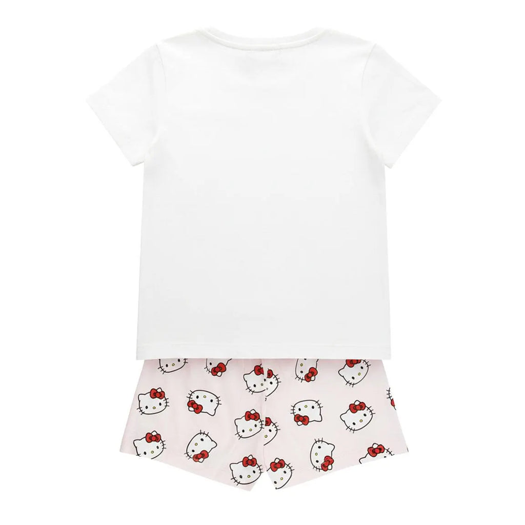 Hello Kitty and Friends Shortama Meisjes Wit Roze – Tweedelige Zomerset met Hello Kitty My Melody Kuromi en Cinnamoroll – Officiële Sanrio Merchandise