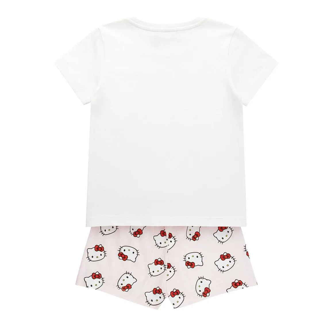Hello Kitty and Friends Shortama Meisjes Wit Roze – Tweedelige Zomerset met Hello Kitty My Melody Kuromi en Cinnamoroll – Officiële Sanrio Merchandise