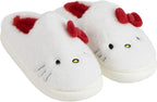 Hello Kitty Sloffen Meisjes – Witte Pantoffels met Rode Strik – Zachte Pluche Warmte