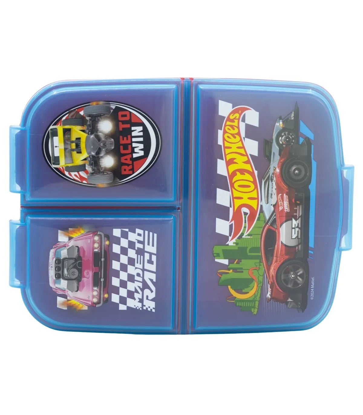 Hot Wheels Broodtrommel met 3 Vakken - Lunchbox met Verdeelvakken - BPA-vrij - Jongens