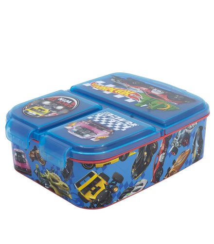 Hot Wheels Lunchbox with 3 Compartments - Divided Lunch Box - BPA-free - Boys