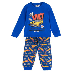 Hot Wheels Pyjama Jongens – Blauwe Kinderpyjama met Auto Print – Comfortabele Slaapkleding met Lange Mouwen en Broek – Officieel Gelicenseerd