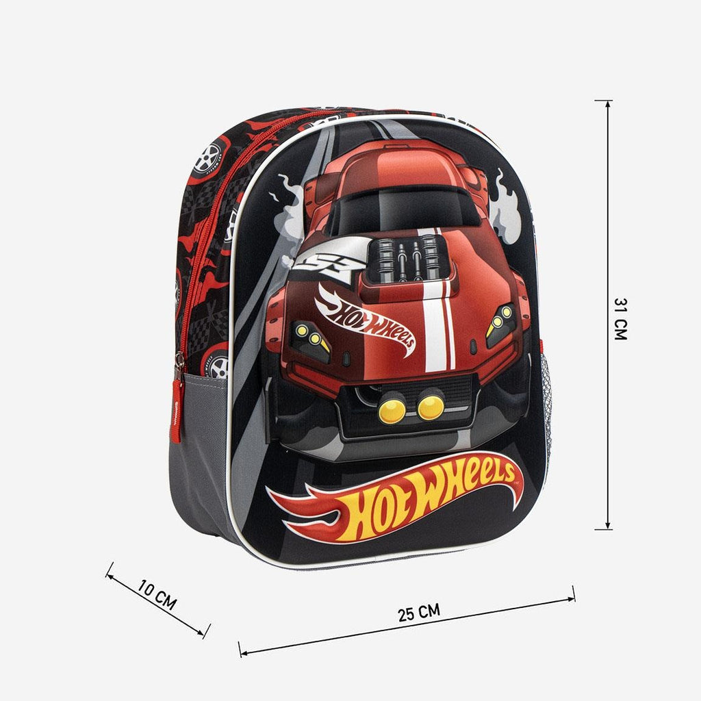 Hot Wheels Kinderrucksack – 3D-Schultasche – Rennwagen-Design – Cooler Rucksack für Jungen & Mädchen