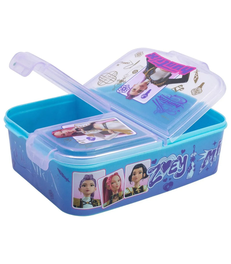 Kpop Demon Hunters lunchbox met kleurrijke print van Rumi, Mira en Zoey