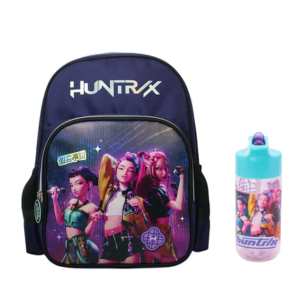 Kpop Demon Hunters Huntrix Rugzak en Drinkfles Set – Schooltas met Drinkbeker – Marineblauw – Officieel Gelicenseerd