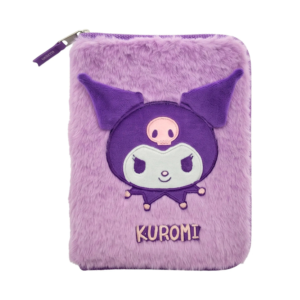 Hello Kitty Kuromi Etui Gevuld – Fluffy Pennenzak – 2 Vaks Etui – Schrijfset met Stiften, Kleurpotloden, Pen, Liniaal en Gum – Officiële Sanrio Merchandise