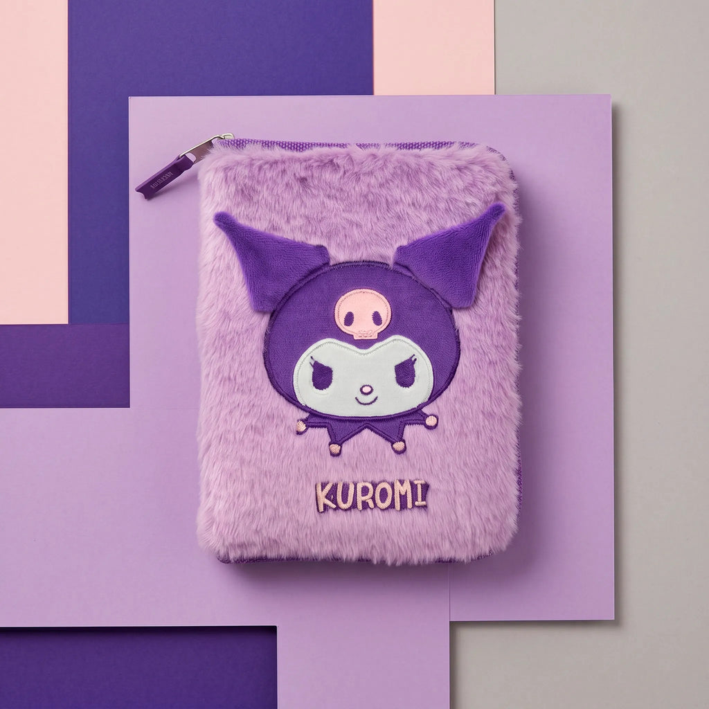 Hello Kitty Kuromi Etui Gevuld – Fluffy Pennenzak – 2 Vaks Etui – Schrijfset met Stiften, Kleurpotloden, Pen, Liniaal en Gum – Officiële Sanrio Merchandise