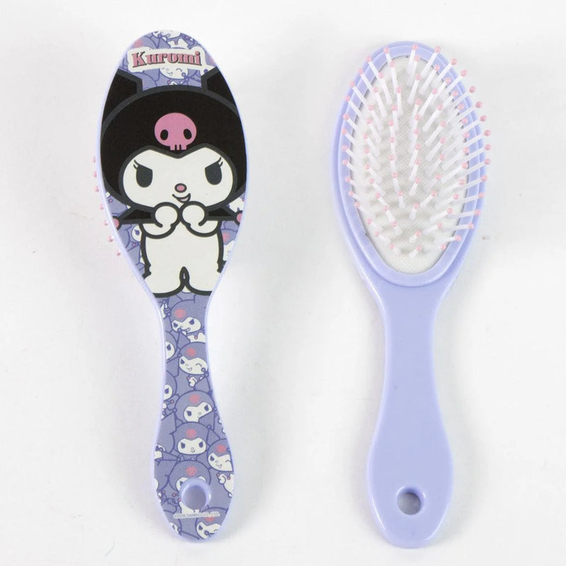 Kuromi Verzorgingsset Meisjes met Transparante Toilettas Handdoek Haarborstel en Hervulbaar Flesje Officieel Gelicenseerd