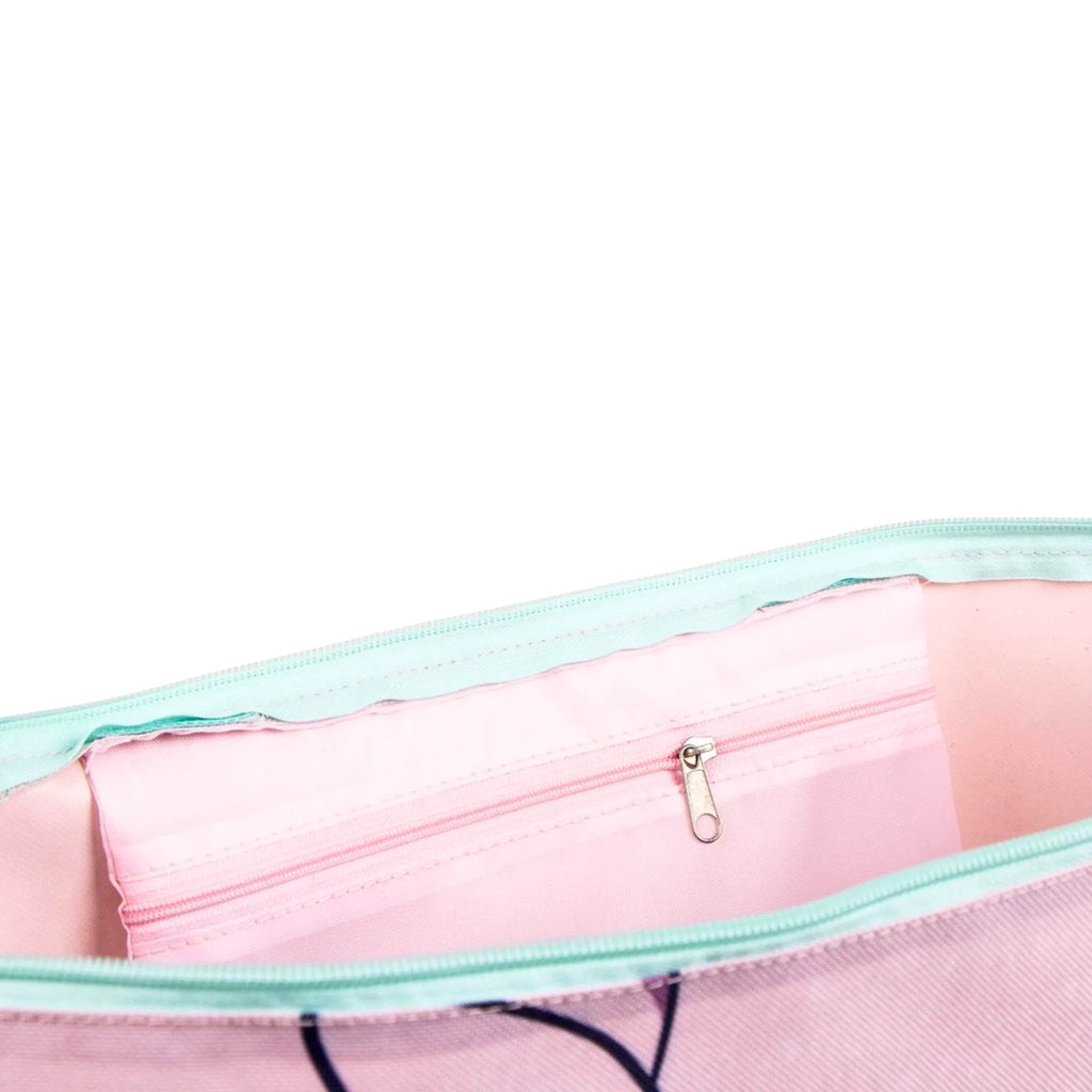 Disney Stitch Strandtas – Grote Schoudertas met Angel – Lichtroze & Blauw – Ritsvak & Binnenvak